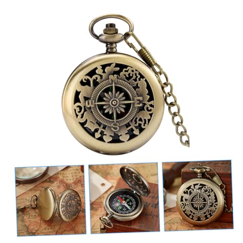 Brújula de bolsillo vintage de metal para senderismo miniatura 5