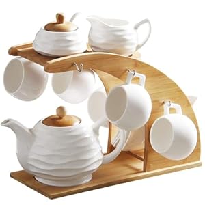 Coffee Mug Coffee Cup Set，Sef of 16, European Ceramic Pure White Very Simple Afternoon Tea Set Tea Cup Coffee Cups Gift Set Wedding Mother’s Day Gift Home Office