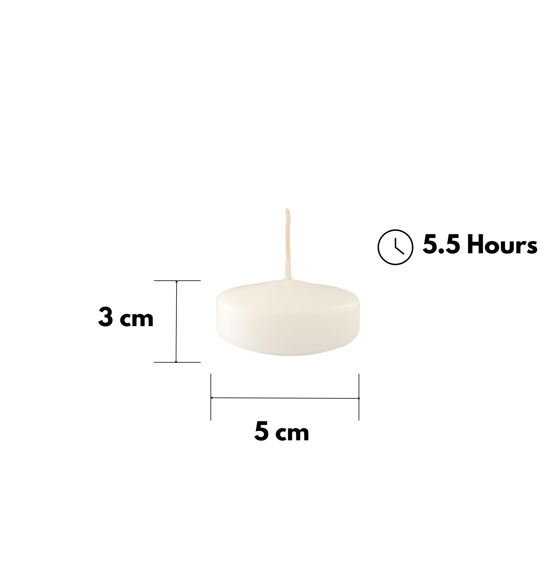 Paquete de 28 velas flotantes - Diámetro 5 cm - 5,5 horas de duración - Color blanco - Cereria Di Giorgio