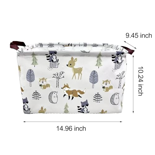 Image of Rectangle Storage Basket Cute Canvas Organizer Bin for Pet /Children Toys, Books, Clothes Perfect for Rooms /Playroom (Fox)