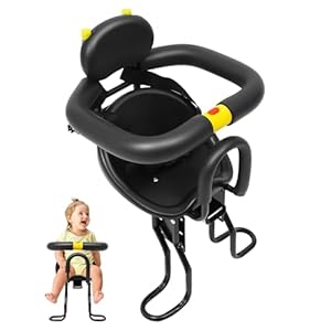 DioPaiB Kindersitz Fahrrad Vorne, Abnehmbarer Sicherheits-Fahrradsitz mit Rückenlehne, Verstellbare Sitzlänge 40-56cm, für Kinder von 1-5 Jahren, Geeignet für Mountainbikes, Citybikes und Falträder