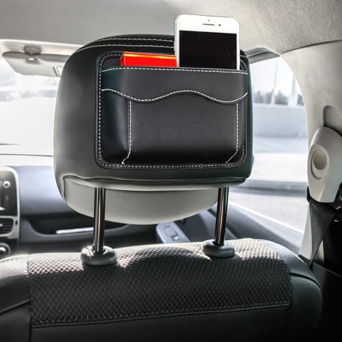 Miniatura 6 de Wisebom Organizador Lateral Para Asiento De Coche, Mini Box De Almacenamiento De Coche De Cuero Pu, Bolsa Lateral De Organizador Para Asiento De Coche Para Llaves, Moneda, Gafa, Carpetas, Negro
