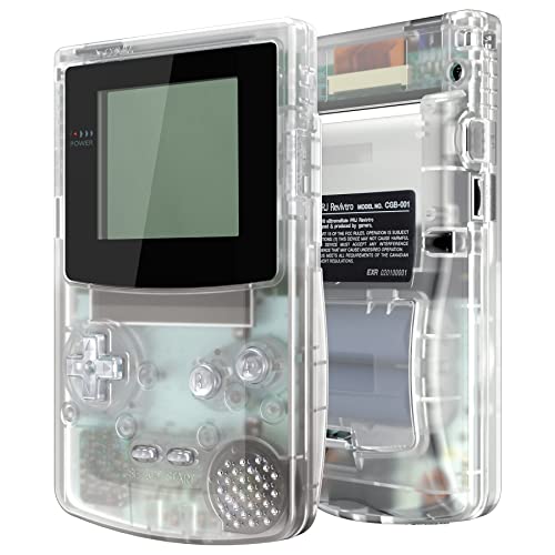 Image of IPS Ready Upgraded eXtremeRate Transparent Clear Replacement Shell Full Housing & Black Screen Lens for Gameboy Color - Fit for GBC OSD IPS & Regular IPS & Standard LCD - Console & IPS Screen Without