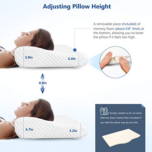 Image of ZAMAT Memory Foam Pillow for Neck Pain Relief, Adjustable Orthopedic Ergonomic Cervical Pillow for Sleeping with Washable Cover, Bed Pillows for Side, Back, Stomach Sleepers