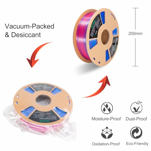 Image of OVV3D PLA Filament 1.75mm, Silk PLA Dual Color 3D Printer Filament, Blue Red Coextrusion Filament, Color Change Every Inch Filament 3D Printing Materials + /-0.02mm, 1kg /2.2lb