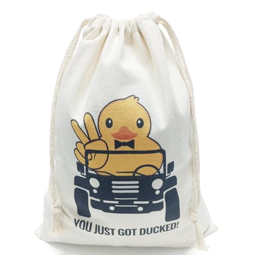 Dinggaogao Mochila de lona Ducks for Ducking com cordão e pato, 30 x 40 cm