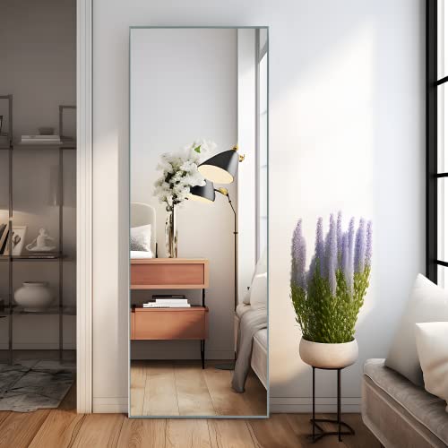 Image of NeuType Full Length Bedroom Wall-Mounted Floor Mirror with Standing Holder (Sapphire)