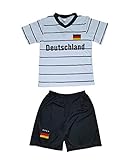 Kinder Jungen Mädchen Sommer Shirt Shorts Hose Trikot Set Deutschland Fußball Set 2 Teilig (110/116)