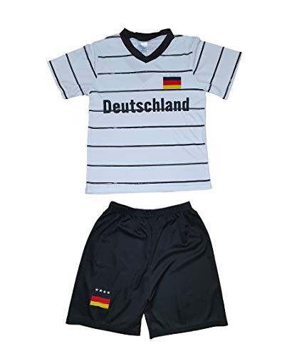 Kinder Jungen Mädchen Sommer Shirt Shorts Hose Trikot Set Deutschland Fußball Set 2 Teilig (110/116)