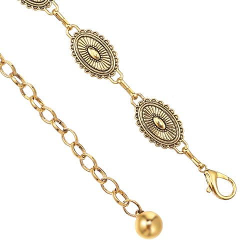 Western Metal Concho Belt for Women Gold Western Belt Vintage Adjustable Boho Hollow Out Daisy Chains Belts for Dresses Jeans Trousers Country Concert Outfit Cowgirl Ladies Gifts 44×0.79 × 0.24 Inch4