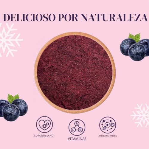 Miniatura 3 de Polvo De Arándanos Silvestres Liofilizados 500g - Fruta Liofilizada En Polvo - Polvo De Arándanos Azules Sin Azúcar - Colorante Natural Azul-Violeta - Para Repostería, Batidos, Yogur Y Postres