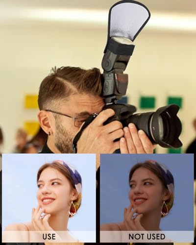 FUGLUS 2 Stück Blitz Diffusor Set Silber Universal Flash Diffuser, 2 in 1 Blitz Reflektor Leichter, Universal Stoff Diffusor, Compatible avec la plupart des appareils photo