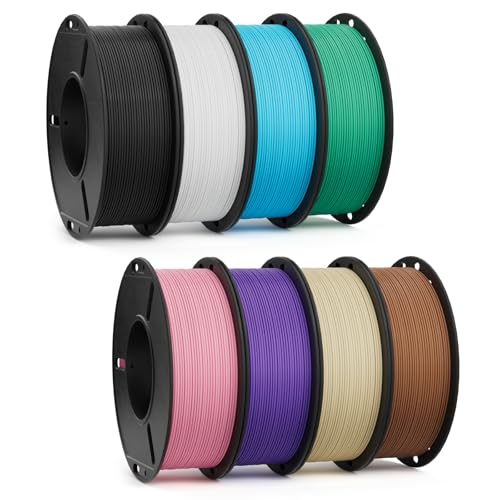 Image of PLA+ 1.75mm 3D Printer Filament, 8 Pack 250g Bundle PLA Plus with Dimensional Accuracy + /- 0.02mm, Higher Strength and Toughness, Black /White /Pink /Purple /Transclucent /Sky Blue /Brown /Beige