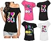 REAL LIFE FASHION LTD Women's I Love 80s-90s Slogan Smiley Face Print Slash Neck T-Shirt Pop Star Top Fancy Lightweight Dress Ladies The 80s Cap Sleeve Outfit Sizes from UK 8-26 Black #1