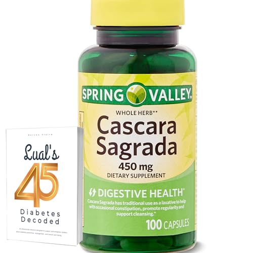Cascara Sagrada 450mg. Spring Valley Cascara Sagrada 450mg 100 Count Whole Herb Cascara Sagrada Digestive Health Dietary Supplement Capsules Bundle with Lualls 45 Diabetes Decoded