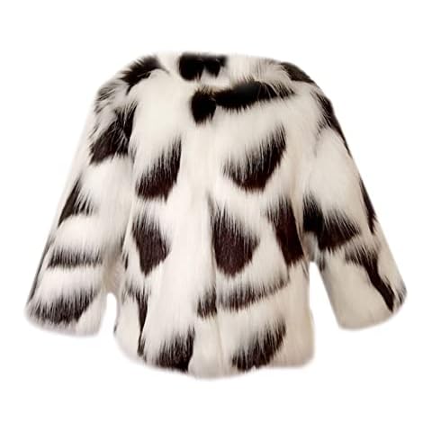 Faux Wool Coat Girls Toddler Girls Jacket Fall Winter Toddler Infant Kids Prints Cardigans Fuzzy Lightweight Fleece Jackets Warm Coats (Black, 6-7 Years) Cover