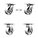 Heavy Duty Large Top Plate Semi Steel Cast Iron Swivel Caster w/Main. Free Bearings Set of 4 w/5" x 2" Silver Wheels - Includes 2 Swivel with Bolt on Swivel Locks & 2 Rigid - Service Caster Brand