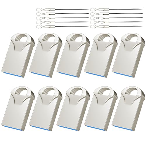 Image of EASTBULL MIni Metal Flash Drive Bulk 32GB Small USB 10 Pack with Lanyards USB 2.0 Thumb Drive Bulk Jump Drive Pen Drive Memory Stick for Storage and Backup 32GB 10 Pack, Metal
