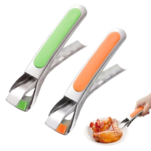 GVSS 2 Pièces Pince Attrape Plat Chaud en Acier Inoxydable 16,8 cm,avec Poignée en Silicone Antidérapante,Résistante à la Chaleur pour Air Fryer,Four,Micro-Ondes et Marmites