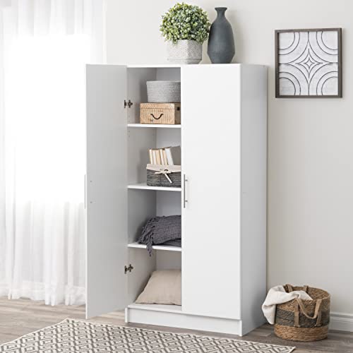 Prepac Elite 2 Door Standing Storage Cabinet, 16" D X 32" W X 65" H, White #TOP1