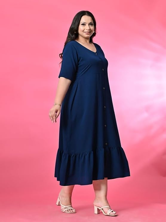 Image of PrettyPlus by Desinoor.com Women's Plus Size Kurta | Ethnic Kurta for Women | Office & Festive Traditional Kurta Firozi