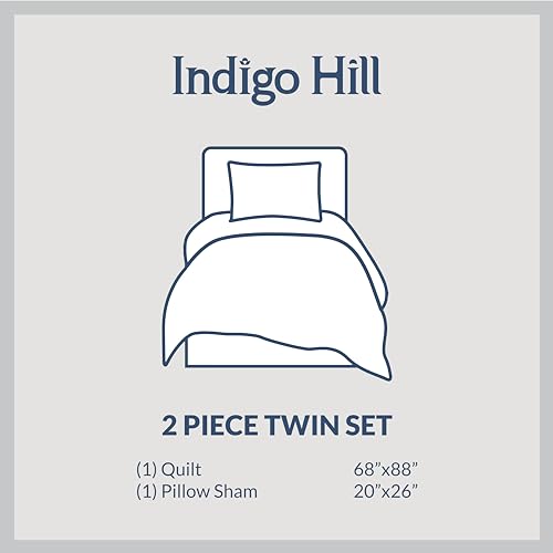 Image of Paseo Road Indigo Hill by HiEnd Accents Mosaic 3 Piece Twin Quilt Set