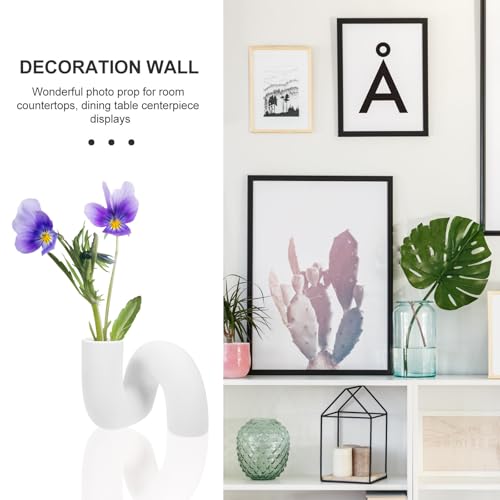 Vase céramique blanc torsadé pour fleurs séchées et décoration de table moderne - 8