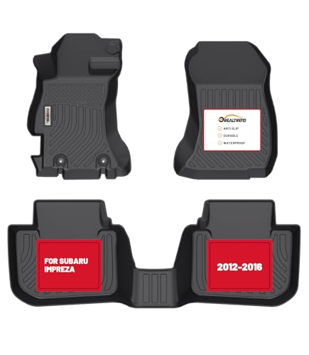 orealtrend Car Floor Mats Compatible with Subaru Impreza 2012-2016/ WRX & WRX STi 2015-2021/ Crosstrek 2016-2017/2013-2015 XV Crosstrek (XV/Crosstrek Only) Heavy Duty All Weather Liners Black