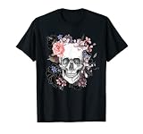 T-Shirt mit Totenkopf-Motiv, Rosen für Damen, Mädchen, Herren T-Shirt