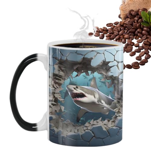 Taza mágica de tiburón termosensible un regalo original de café 2