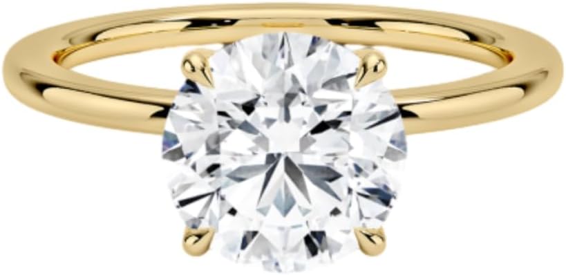 10K/14K/18K Solid Gold Round Cut Moissanite Engagement Ring 1-5 CT Solitaire Classic Wedding Ring for Women Birthday Gifts for Her