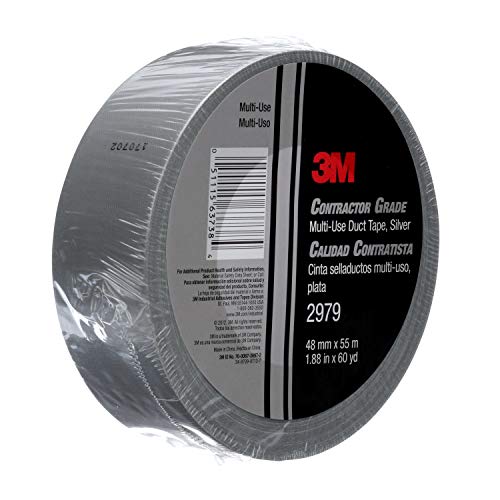 3M 2979 Multi-Use Duct Tape, Silver, 1.88 In X 60 Yd X 7 Mil, 1 Pack, Temporary Repair, Patching, Tabbing, Capping Pipe, Marking, Labeling #TOP1