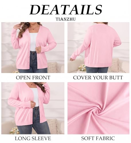 Image of TIANZHU Plus Size Cardigan for Women Button Open Front Long Sleeve V Neck Comfy Lightweight Sweaters XL-4XL