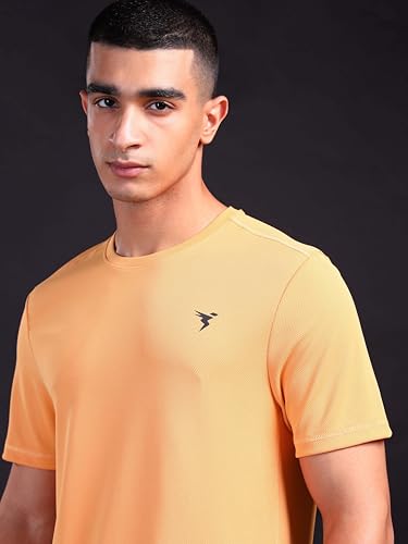 Image of TECHNOSPORT Men's Slim Fit Polyester Activewear Sports T-Shirt with Moisture-Wicking Comfort for Workout, Running & Gym