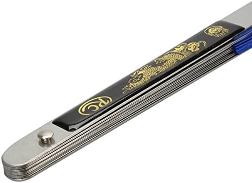 Miniatura 5 de jiaoguo Kung Fu Tai Chi Doble Dragón Acero Inoxidable Costilla Taiji Ventilador Azul