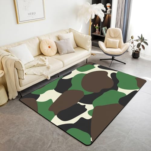 Tapis de zone 3D texture camouflage abstrait imprimé en polyester doux lavable - 2