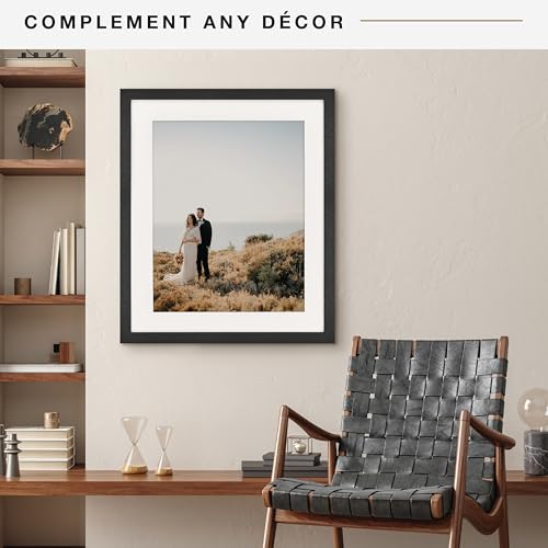 MCS Studio Gallery 20x24 Matted Poster Frame with 16x20 Picture Display, Black Woodgrain Vertical & Horizontal Wall Hanging Large Picture Frame for Photos, Posters & Art Prints (1-Pack)