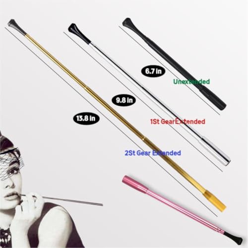 Eitonbu Audrey Style Vintage Extendable Cigarette Holder,Vintage Metal Long Cigarette Hlder,Long Old-Fashioned Cigarette Holder for Costume Cosplay,Inspired by BAT\'s(Rose Gold)
