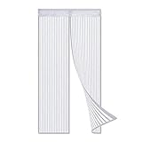 Mosquitera Cortina Puerta Magnetica, 85x200cm, blanco mosquitera con imán, para evitar la entrada de insectos, Cortina magnética de Malla Suave para balcón, porche, sala de estar, habitación de niños