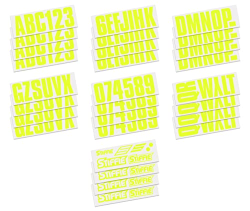 Image of STIFFIE Uniline Day Glow Yellow 3 inch Boat & PWC Registration Decals • Numbers Letters Stickers