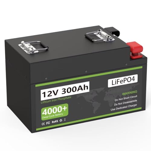 Mulor 12V 300Ah LiFePO4 Battery 12.8V Lithium Batteries with 200A BMS /50A Anderson Connector/LED Display/4000+ Cycles for RV Boat Off-Grid Solar System UPS Backup