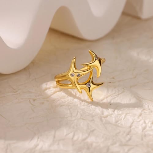 Bague trois layer star dorée pour sublimer vos mains sans effort - 5