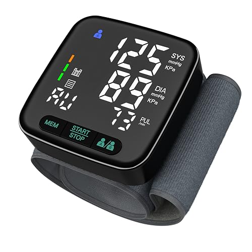 SimpliCare Wrist Blood Pressure Monitor for Home Use FDA 510(k) Cleared Class II Blood Pressure Machine Digital BP Cuff Wrist Systolic Diastolic & Pulse Rate 2.9 LED Dual User EVA Case (U60AH)