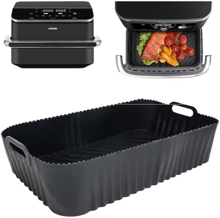 Pietuley 3 Moules Silicone Air Fryer Ninja AF500EU / COSORI 10.4L - Grand Format Anti-Adhésif, Facile à Nettoyer, Noir