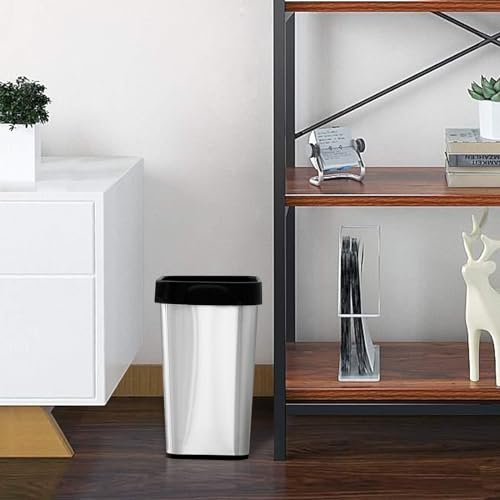 Image of 12 L / 3 Gallon Slim Stainless Steel Trash Can, 8 Inch Wide Small Rectangular Trash Bin 2 Pack, Modern Narrow Garbage Can Open Top, Metal Kitchen Trash Can For Bathroom, Bedroom, Home Office