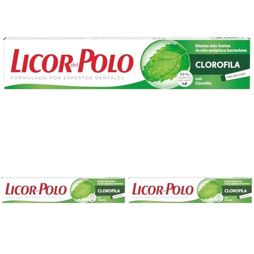 Licor del Polo Clorofila – Pasta de Dientes Refrescante con Flúor – Combate la placa y el mal aliento – 75 ml (Paquete de 3)