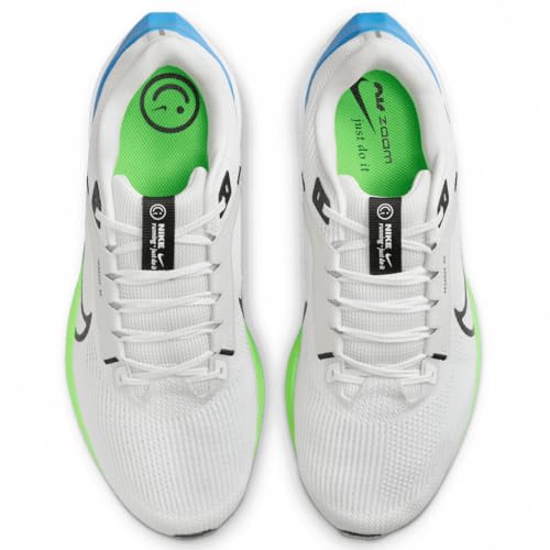 Nike Pegasus 40 Men's Road Running Shoes (Extra Wide) (DV7480-006, Platinum Tint/White/Green Strike/Black) Size 112