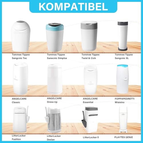 Etievort 12 sztuk pojemników na pieluchy, kasety uzupełniające, kompatybilne z Tommee Tippee, 12 sztuk w opakowaniu
