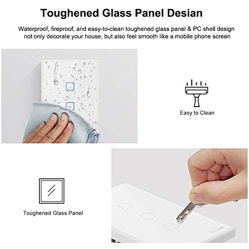 KKmoon SONOFF T0US1C-TX 1 Gang Interruptor Interruptor de Luz de Parede Wi-fi Inteligente APP/Touch