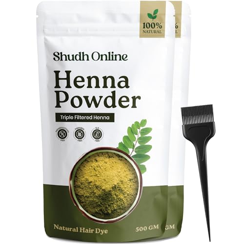 Image of Shudh Online Henna Powder for Hair Growth (1000 Grams), Herbal Mehandi, Hena Powder for Hair, Mehendi, Natural black dye - Mehndi Hina - Rajasthani Mehandi for Women